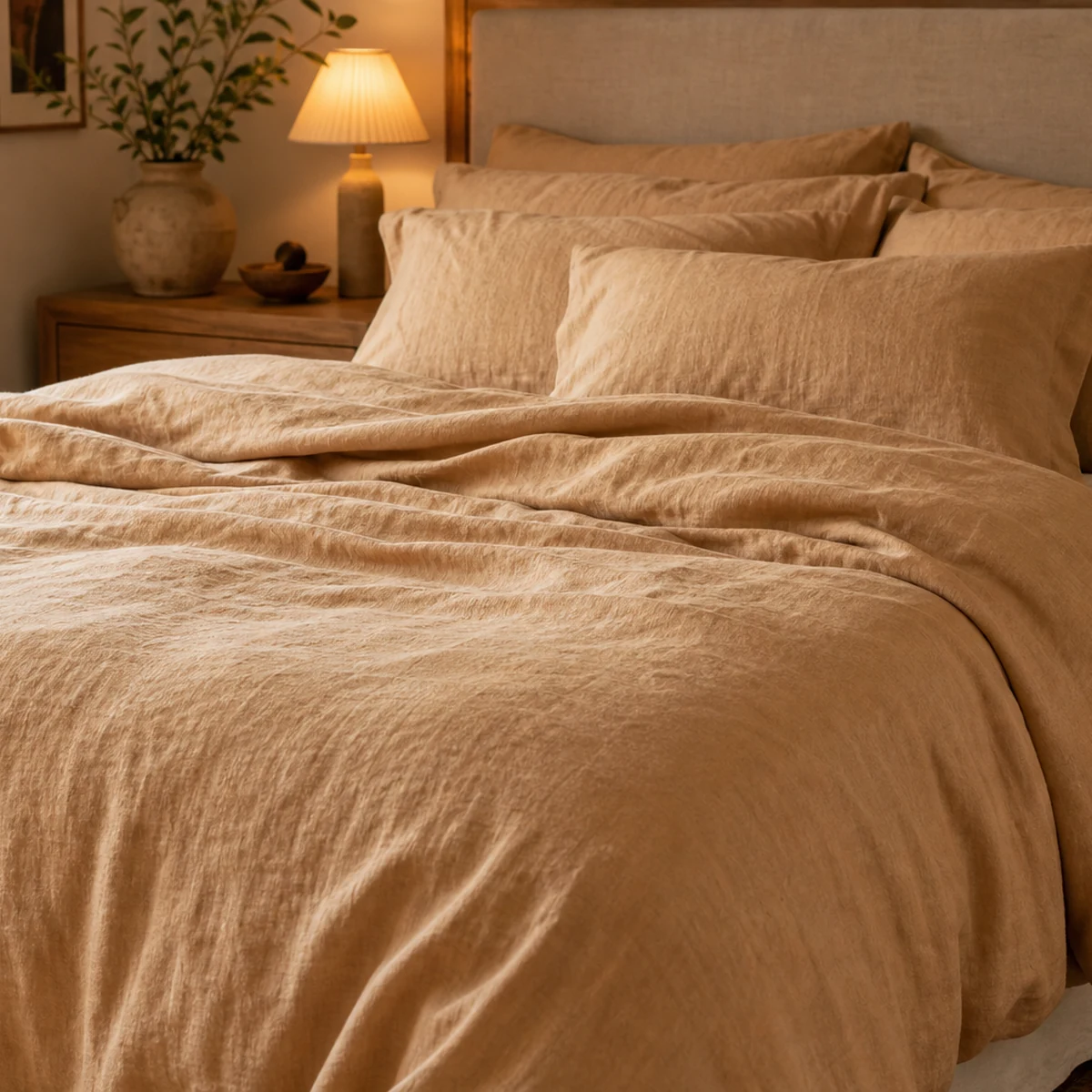 Sale Golden Green Linen Fitted Sheet